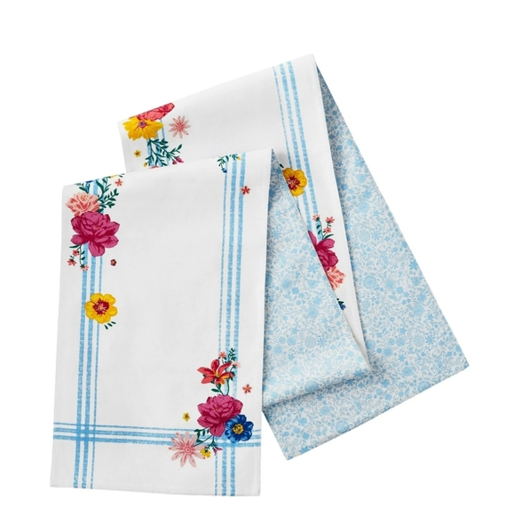 💜 The Pioneer Woman Flowering Frontier Fabric Table Runner 14' X 90" Linens - Picture 1 of 4